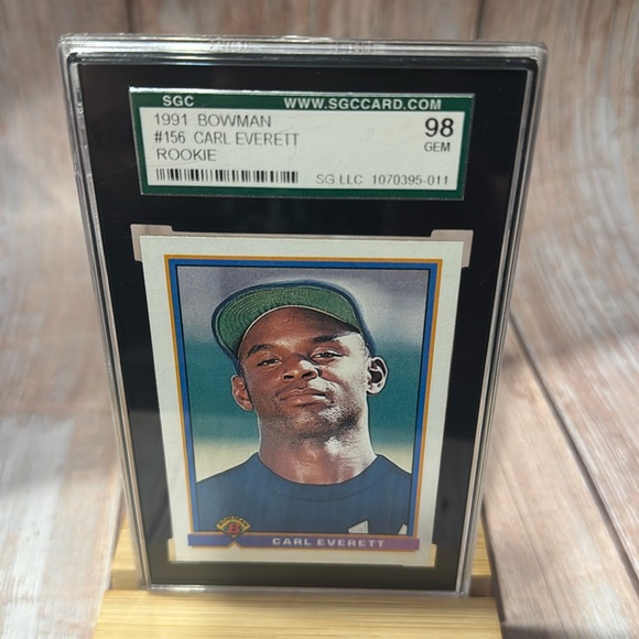 1991 Bowman #156 Carl Everett Rookie SGC Card 98 Gem Baseball Card Item #ME570 - Picture 2 of 3